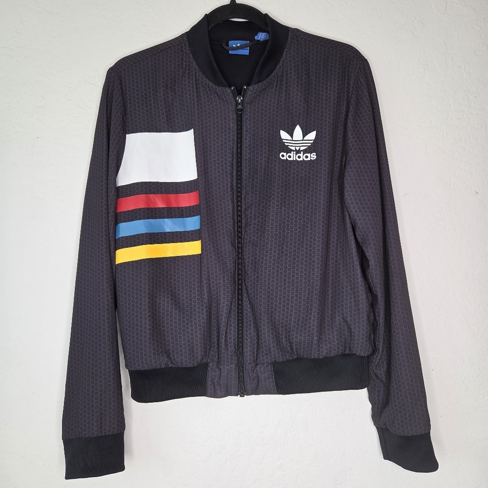 Adidas Originals Retro Women’s Track Jacket Size M Black Floral Print Bomber